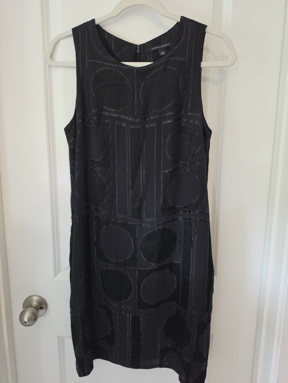 Banana Republic Black Silk Blend Art Deco Flapper Inspired Shift Dress Size 6